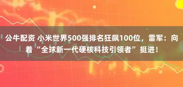 公牛配资 小米世界500强排名狂飙100位，雷军：向着 “全球新一代硬核科技引领者” 挺进！